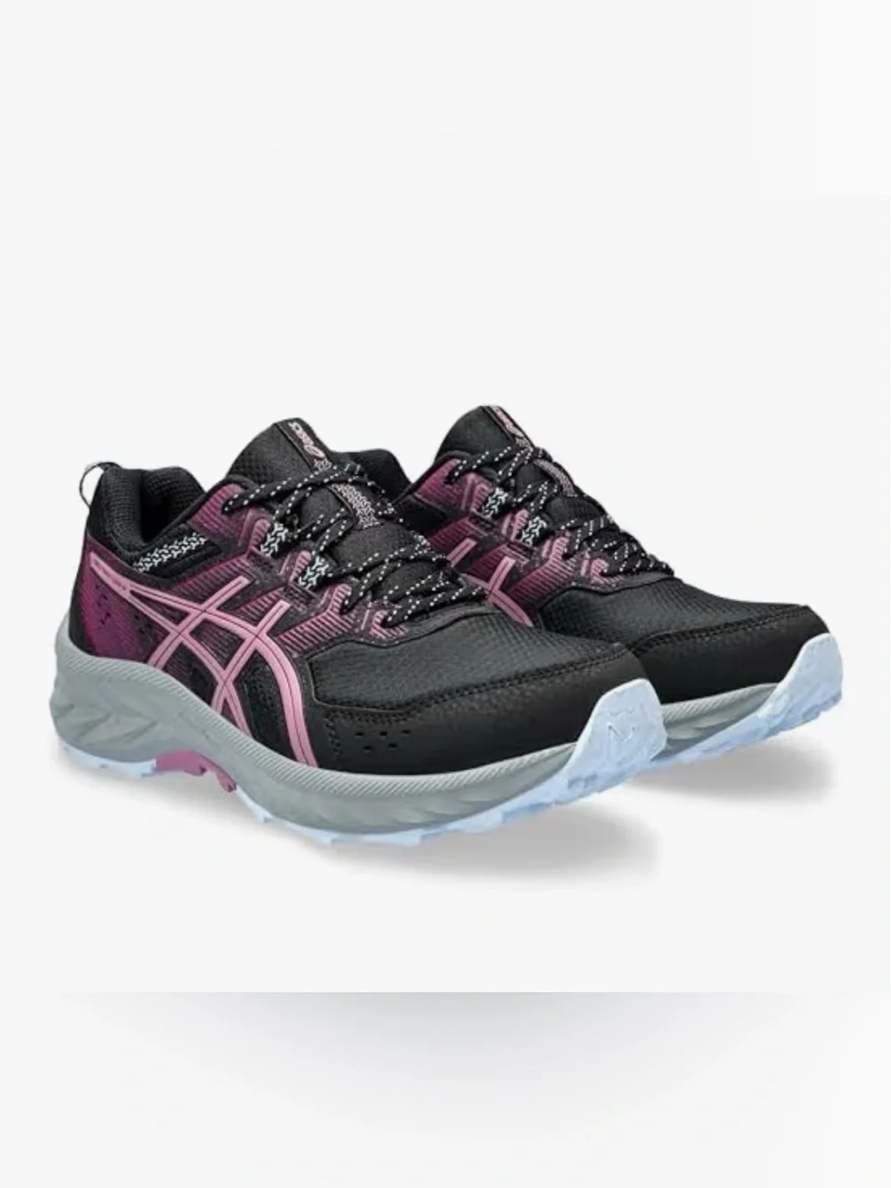 Asics Women's Size 8 Wide Black & Pink Athletic Trail Running/Hiking Sneakers